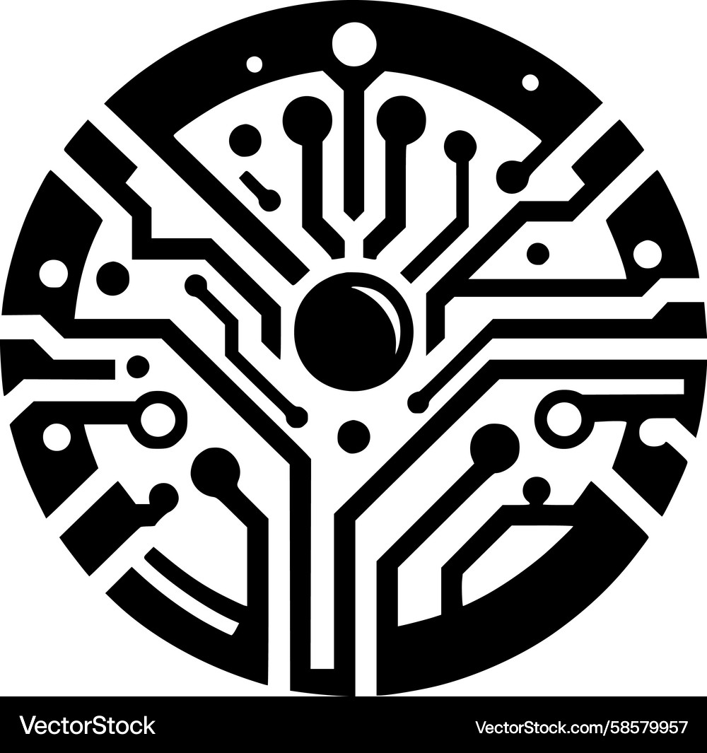 Connected Circuit Core Vector Image