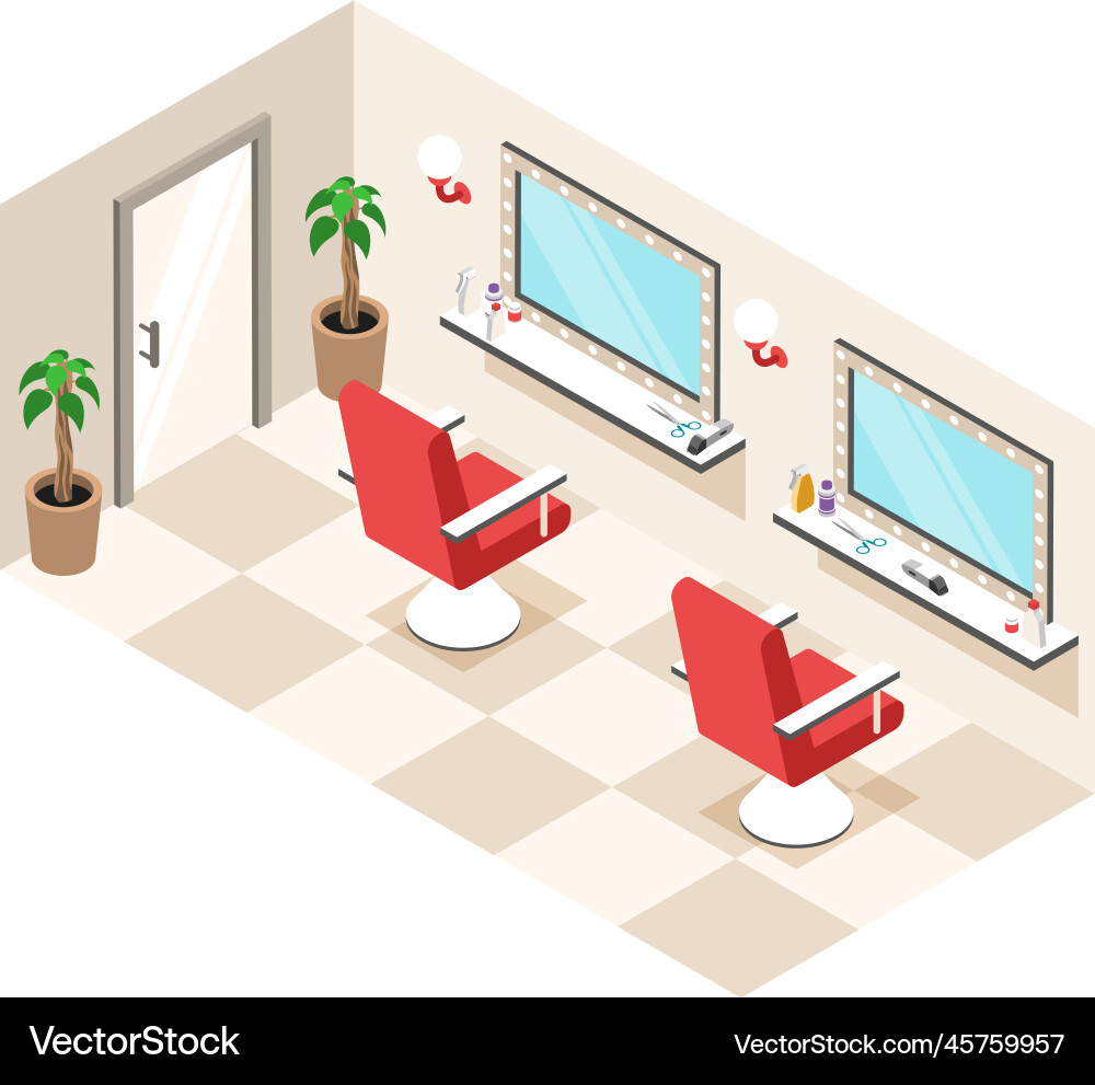 Isometric hairdressing studio composition Isometric hairdressing studio composition vector image