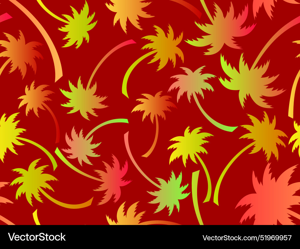 Palm trees seamless pattern colorful gradient Palm trees seamless pattern colorful gradient vector image