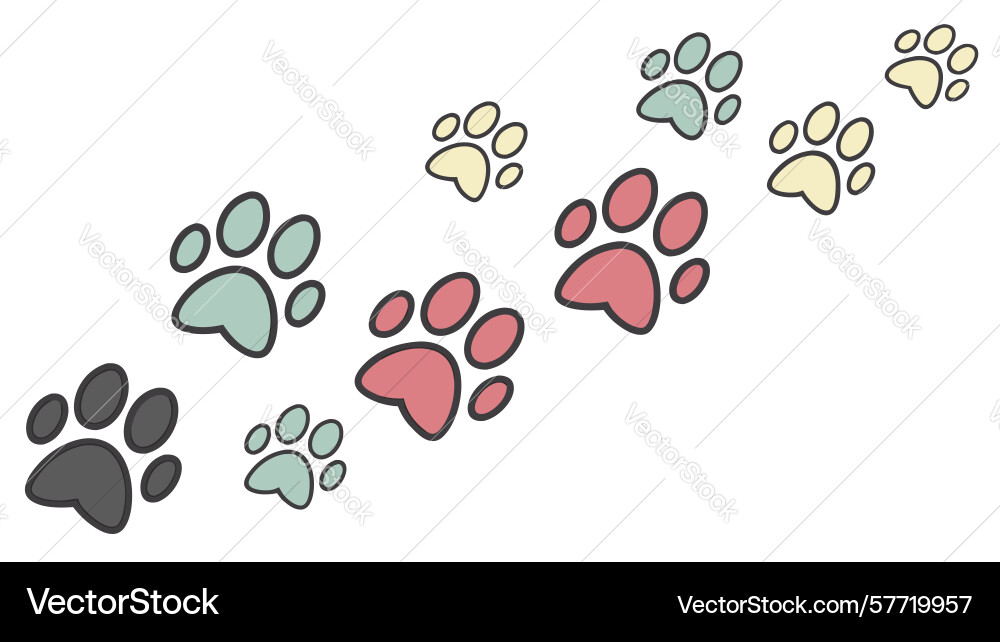 Pet paw prints path design design generative ai vector image
