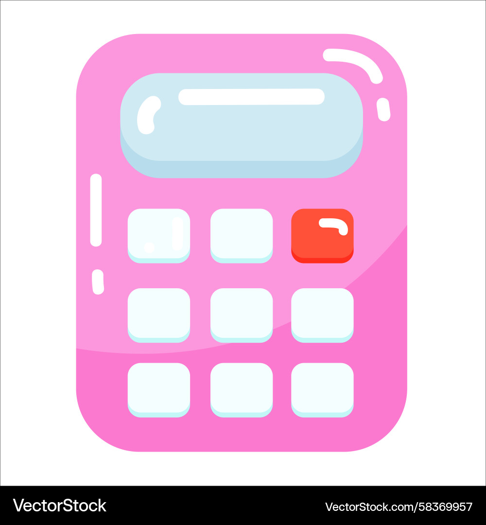 Pink Calculator with Red Button Vector Image