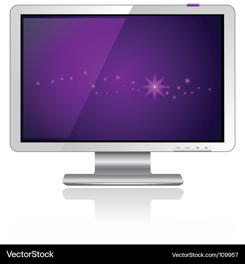 Purple LCD Monitor with Vibrant Display vector image
