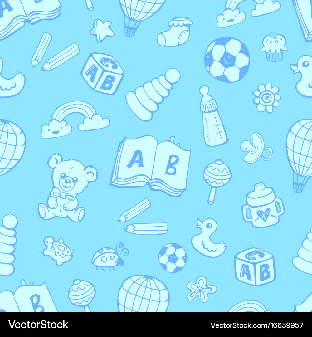 Seamless pattern with cute baby toys Royalty Free Vector