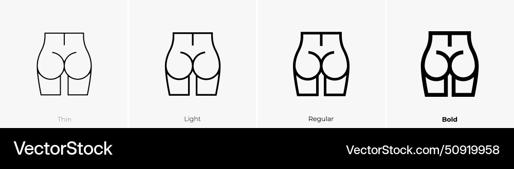 Buttocks icon thin light regular and bold style Vector Image