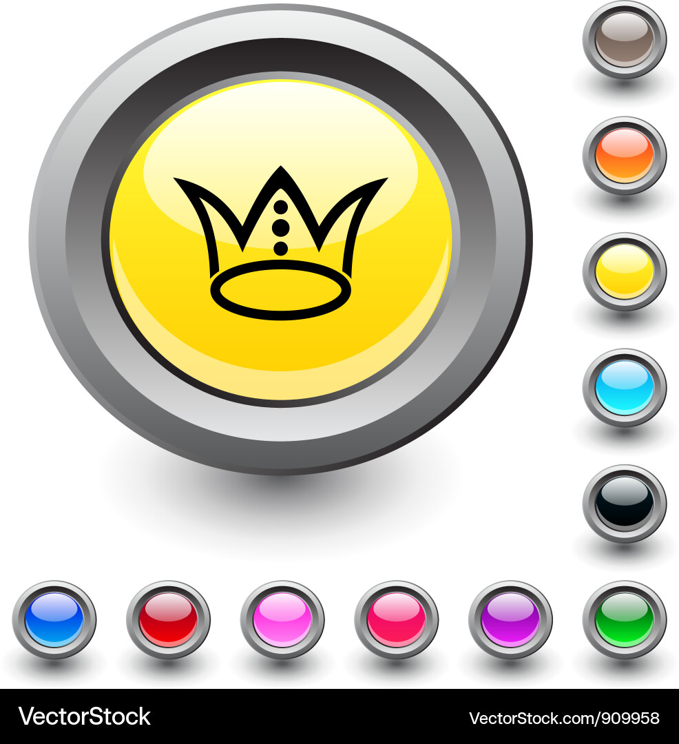 Crown round button Vector Image