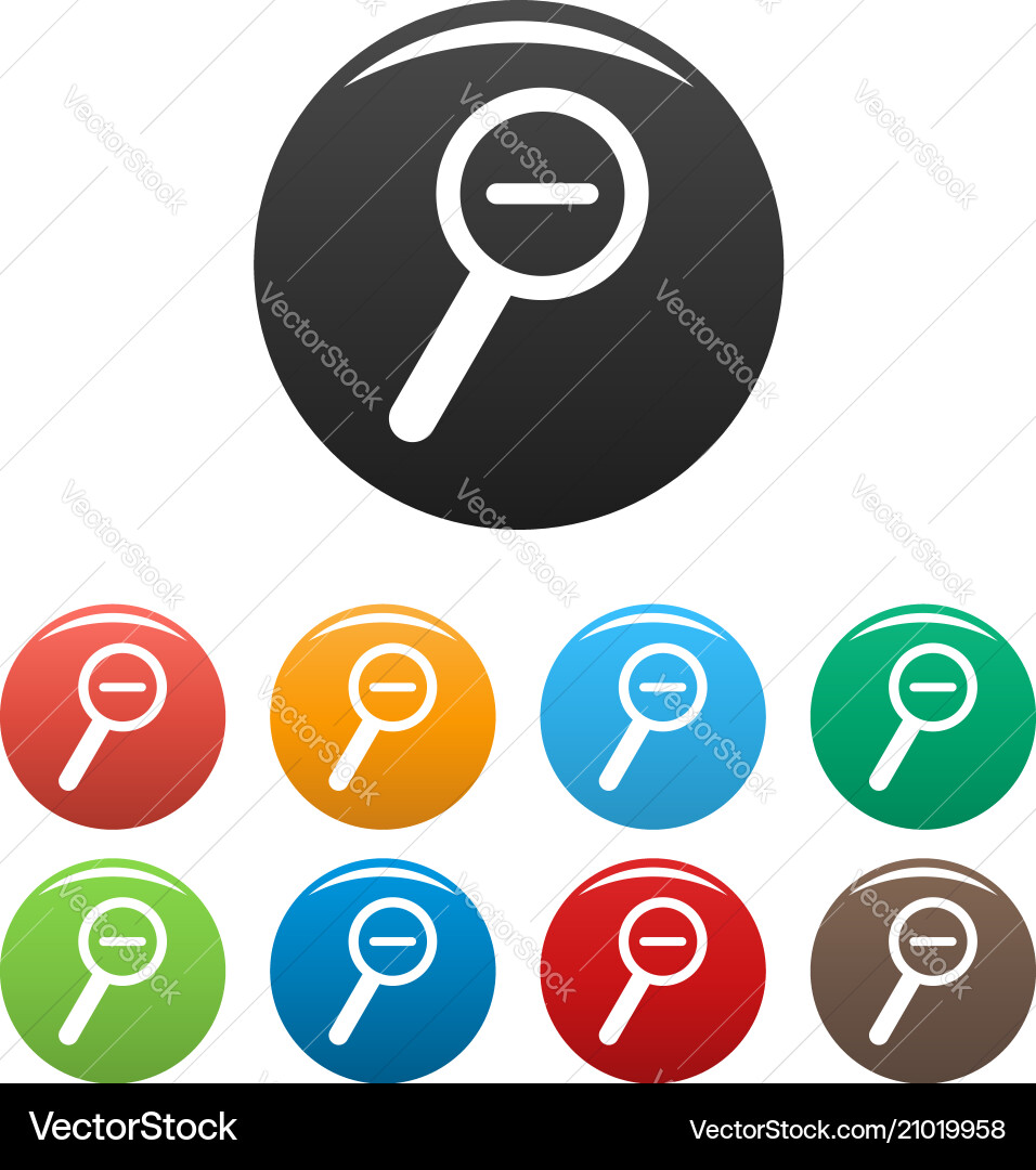 Cursor magnifier minus icons set color Cursor magnifier minus icons set color vector image
