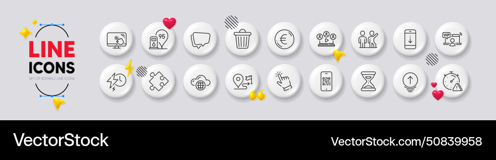Cursor strategy and speech bubble line icons Cursor strategy and speech bubble line icons Vector Image