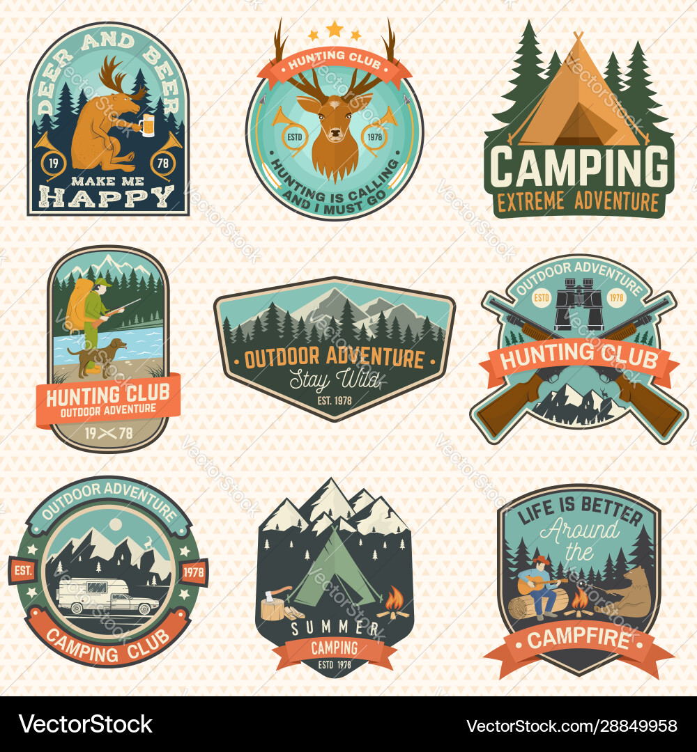 Hunting & Hiking Badges Vector Image