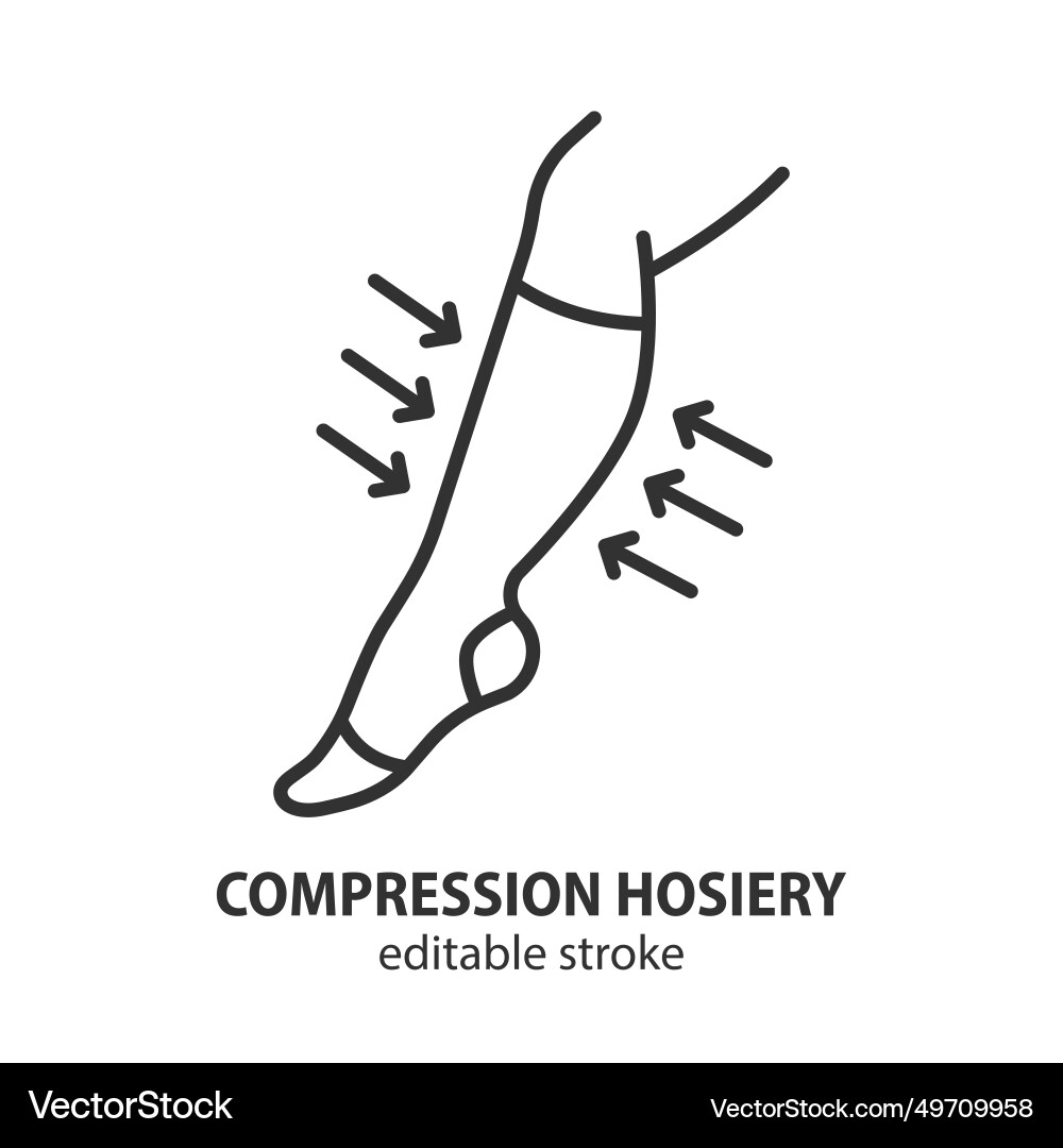 Leg with compression stocking line icon Leg with compression stocking line icon vector image