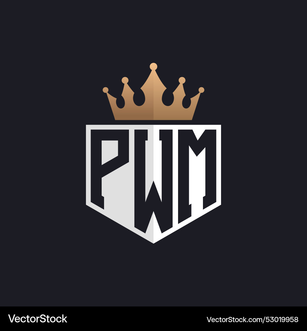 Luxury pwm logo with crown elegant initials Vector Image