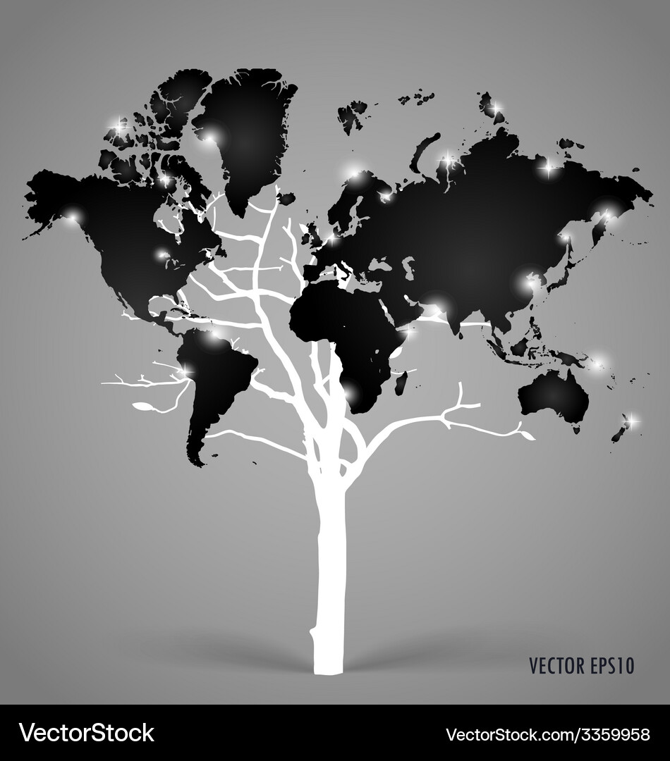 Tree shaped world map Vector Image