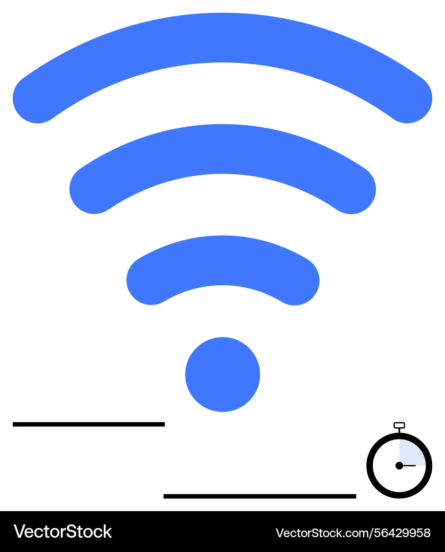 Wireless connection with signal strength and timer Vector Image