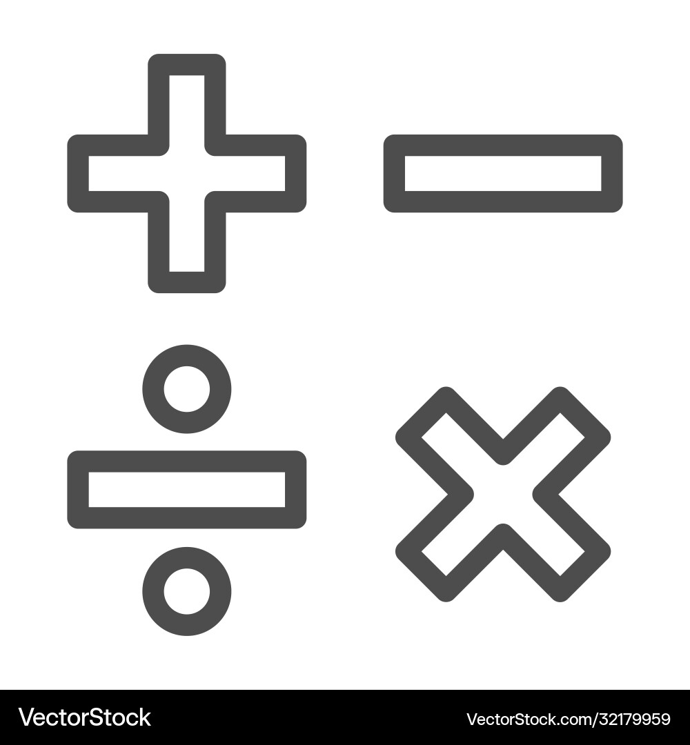 Add subtract divide multiply symbols line Add subtract divide multiply symbols line vector image