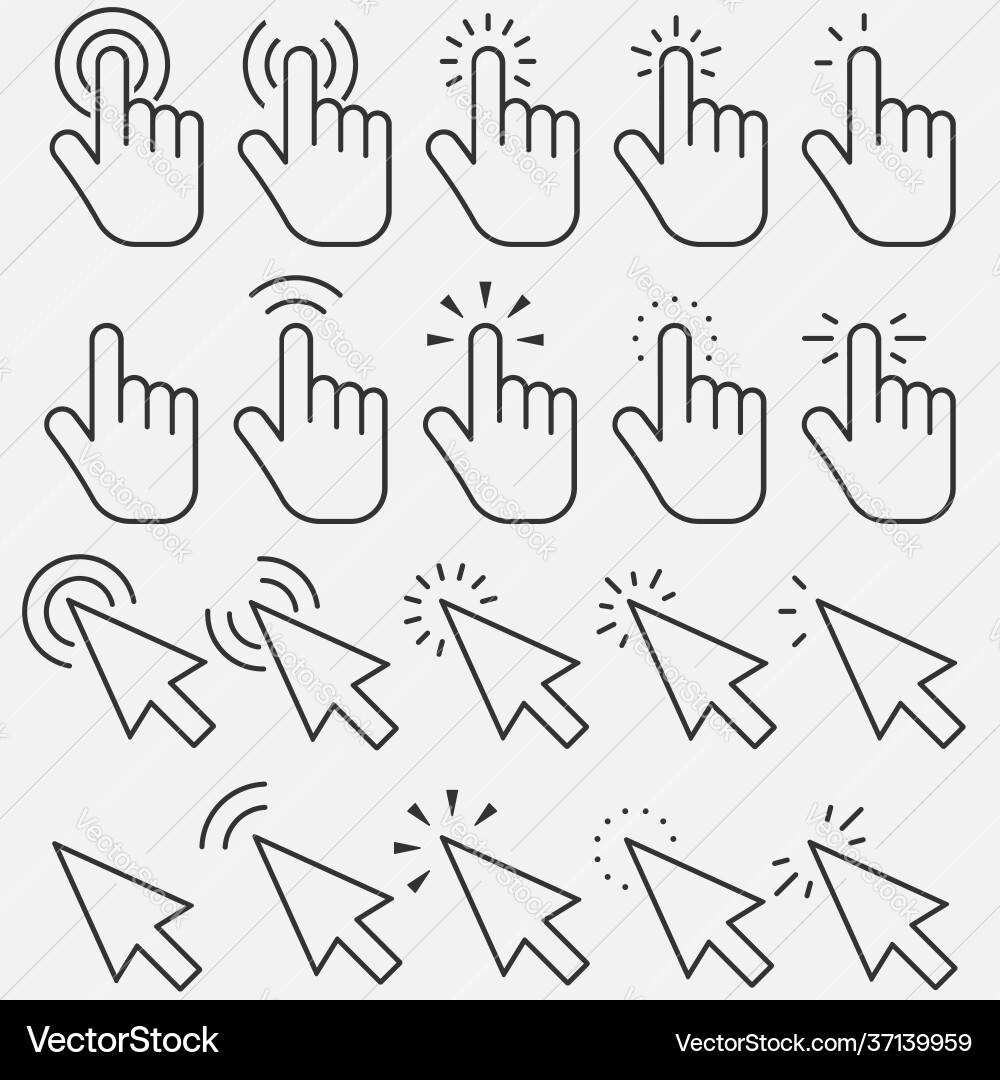 Click Pointer Icon Set - Cursor Clicking vector image