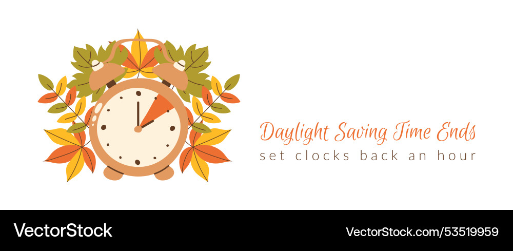 Daylight saving time ends banner fall back web Vector Image