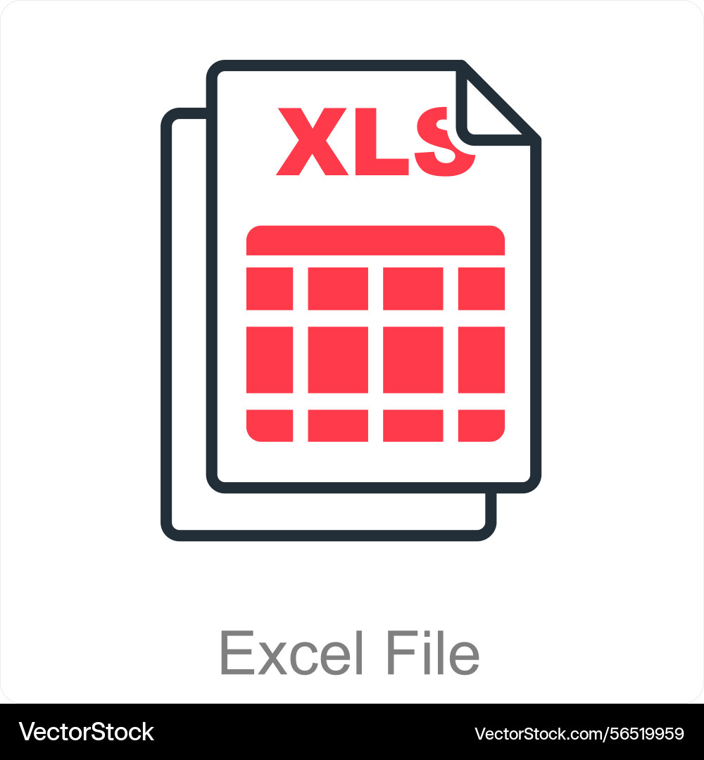 Excel file and icon concept vector image