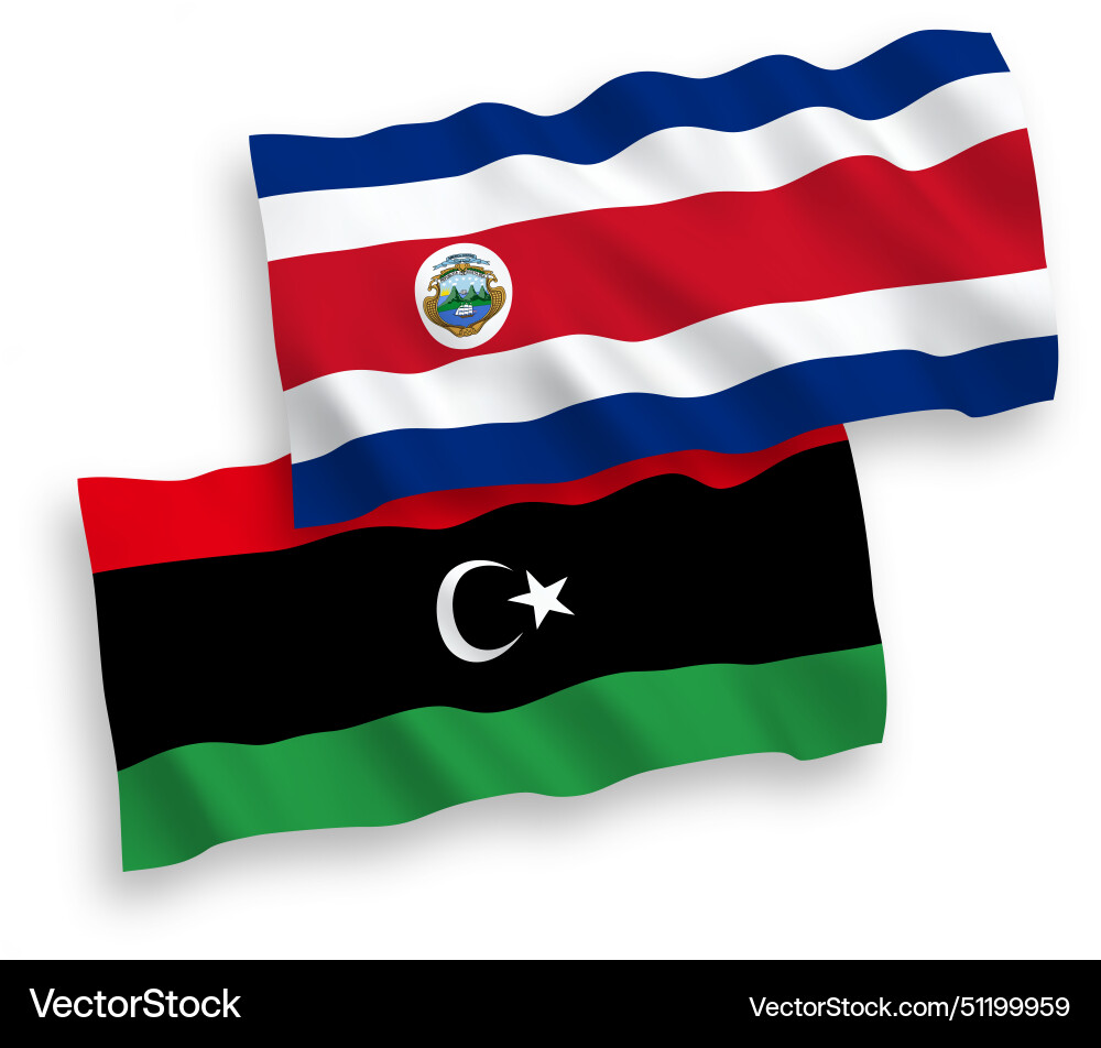 Flags of republic costa rica and libya vector image