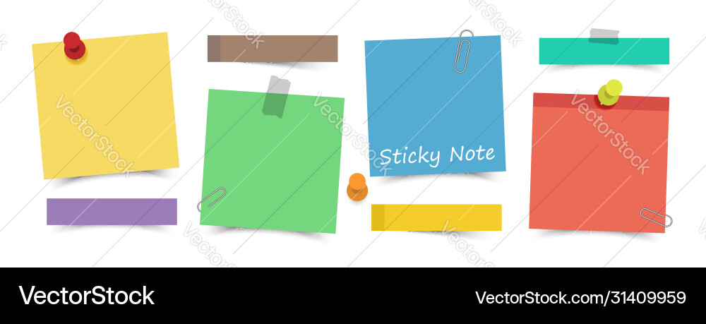 Flat design multicolor color sticky notes Flat design multicolor color sticky notes vector image