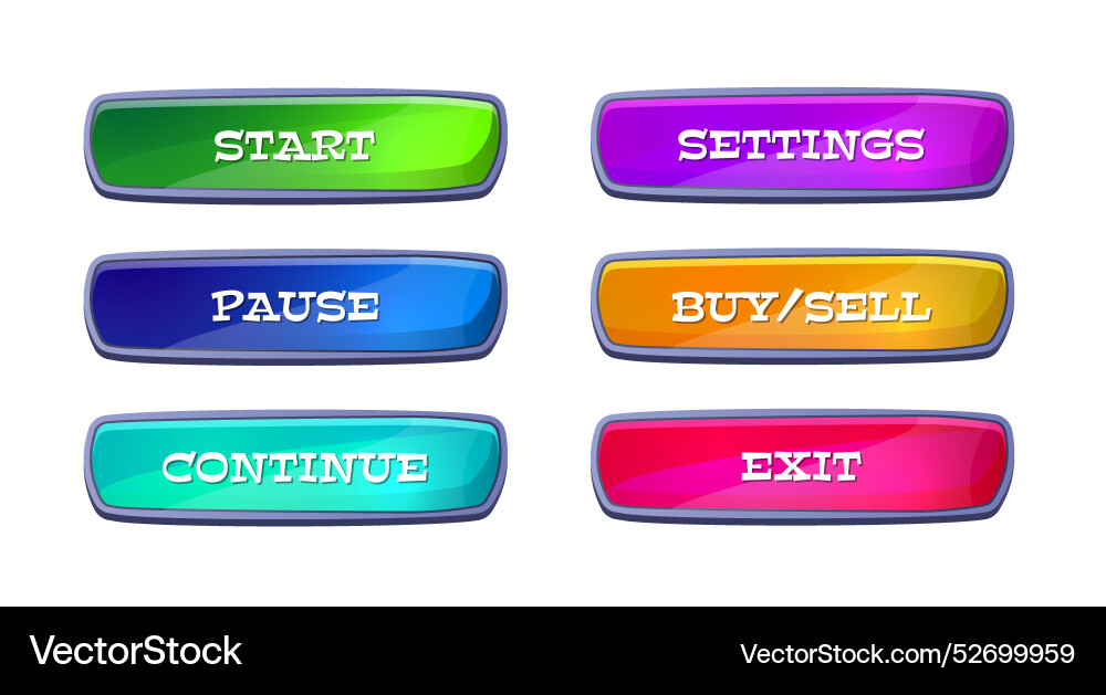Game menu buttons with text set Vector Image
