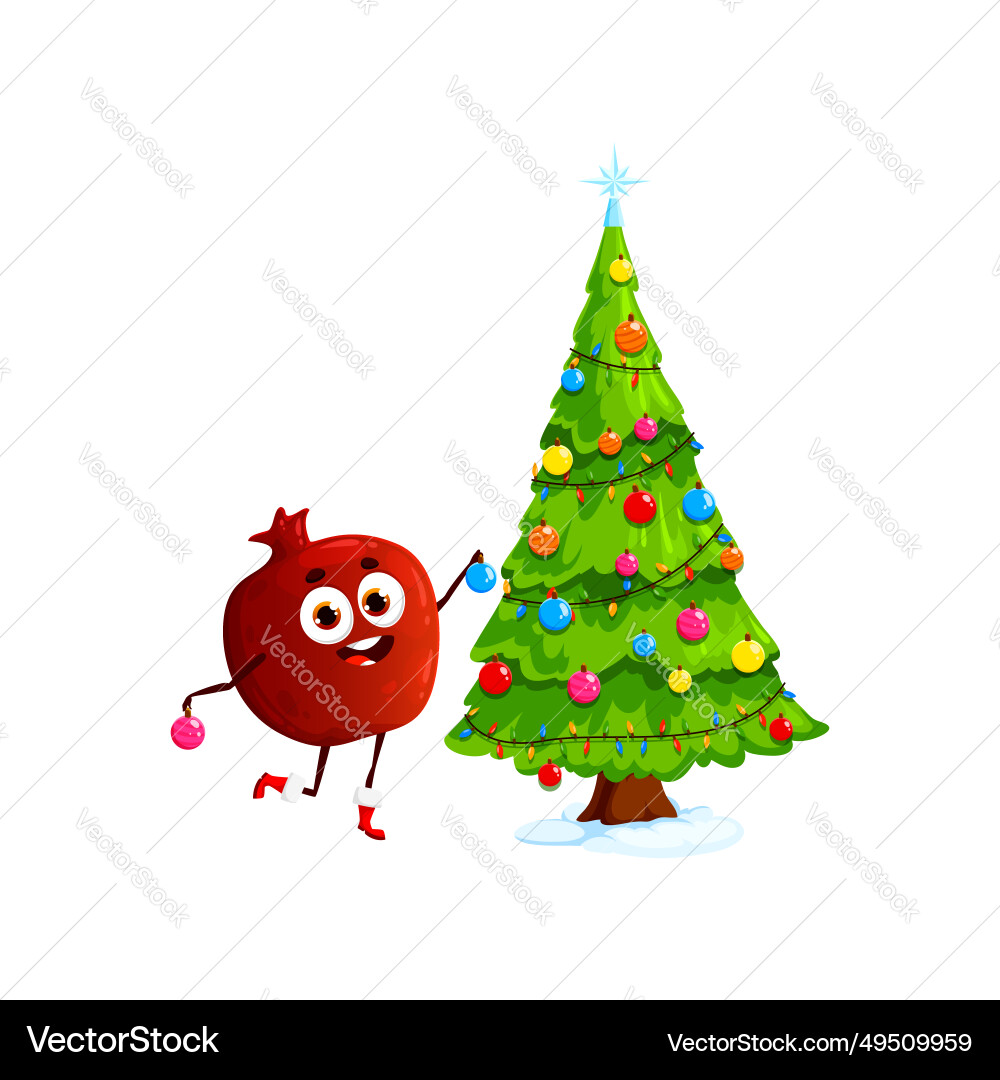 Granatapfel Obst Charakter Dekoration Weihnachtsbaum Granatapfel Obst Charakter Dekoration Weihnachtsbaum vektorbild