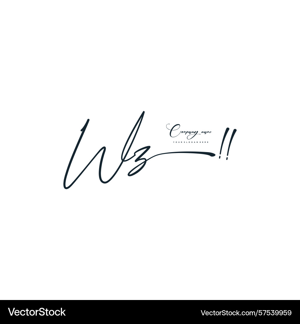 Minimal signature logo design with wz initials Vector Image