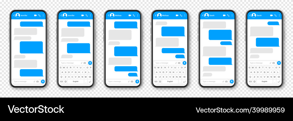 Realistic smartphone with messaging app blank sms Realistic smartphone with messaging app blank sms vector image