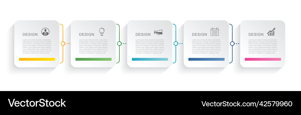 5 data infographics square tab paper index 5 data infographics square tab paper index vector image