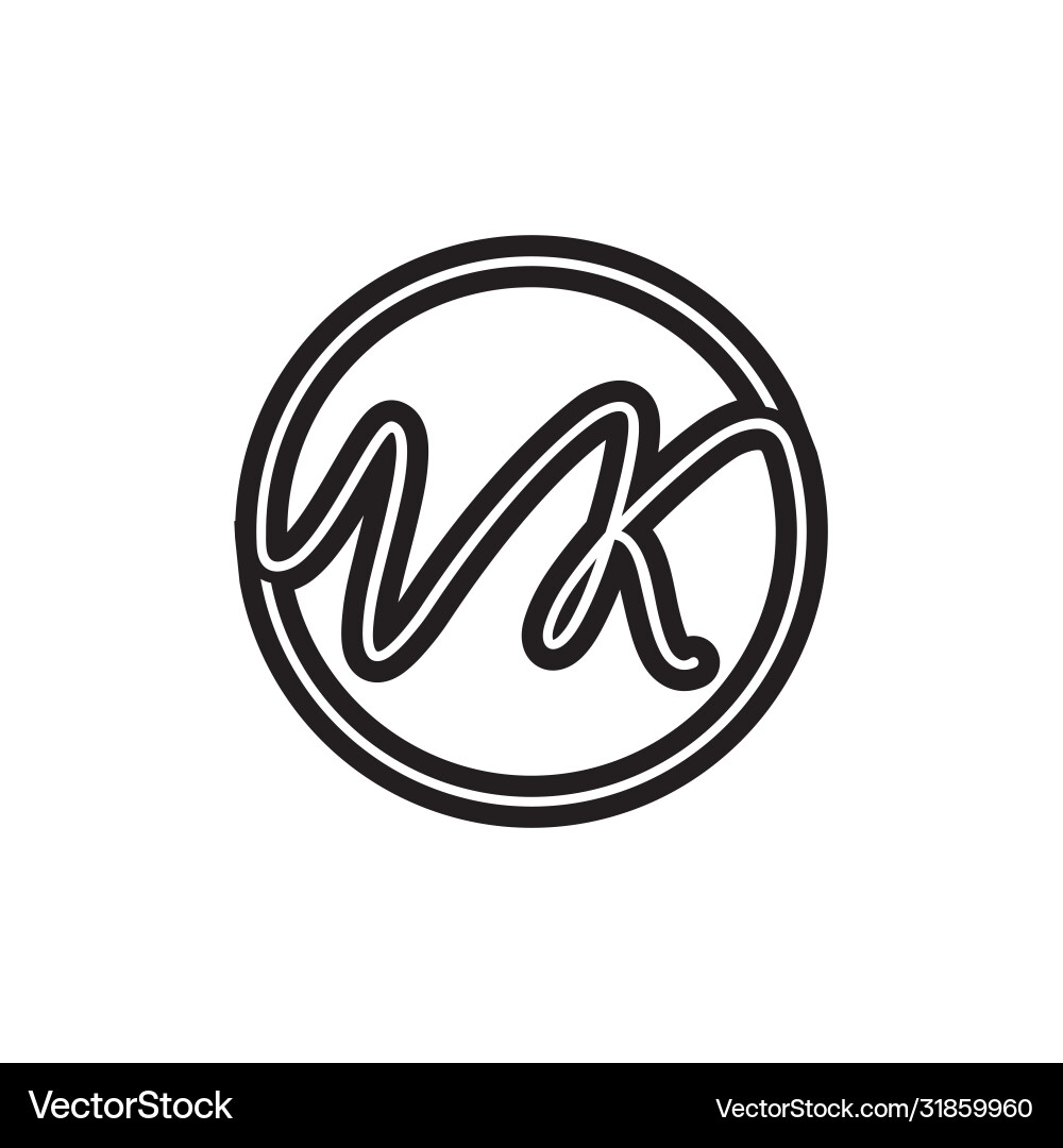 Circle v k script design Circle v k script design Vector Image