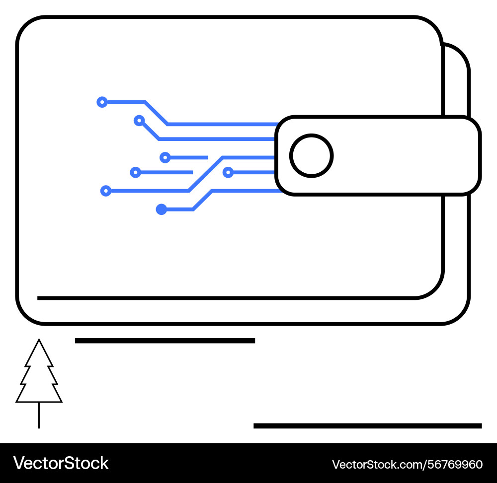 Digital wallet with circuit design highlighting Digital wallet with circuit design highlighting vector image