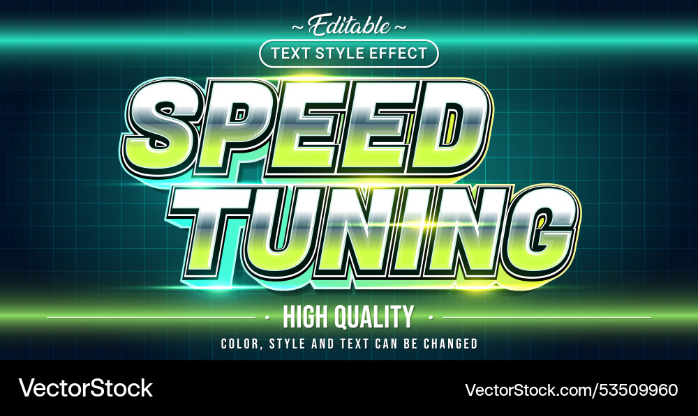 Editable text style effect - speed tuning vector image