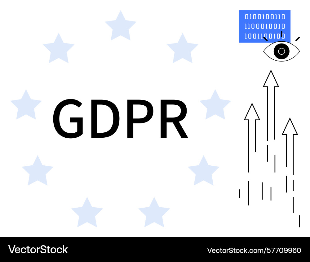 Gdpr concept with binary code privacy eye arrows Gdpr concept with binary code privacy eye arrows vector image