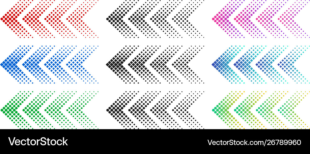 Halftone arrows color web arrow with dots Halftone arrows color web arrow with dots vector image