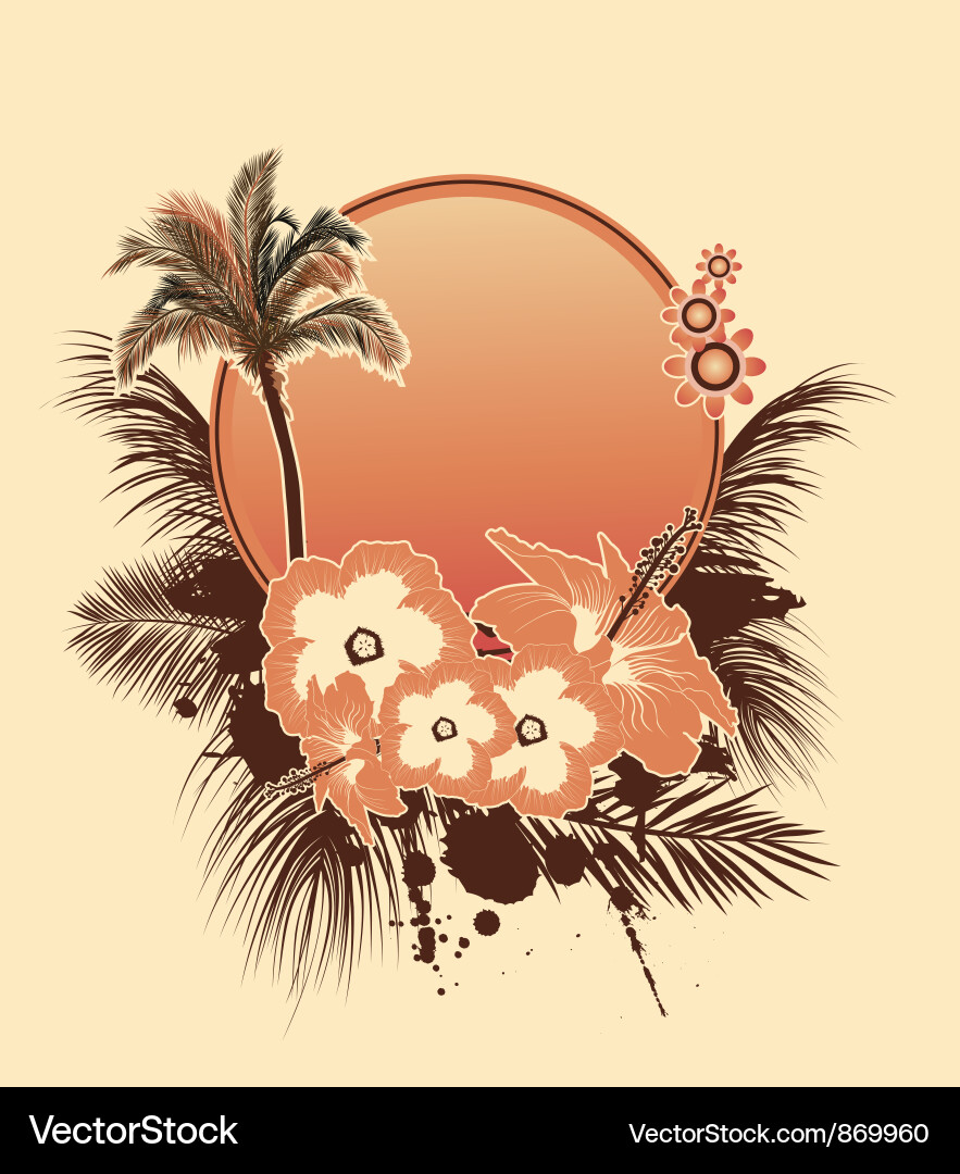 Tropical Hibiscus Splash Vector Image