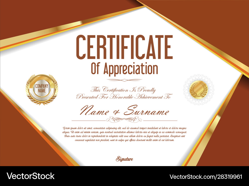 Certificate retro design template 4 vector image