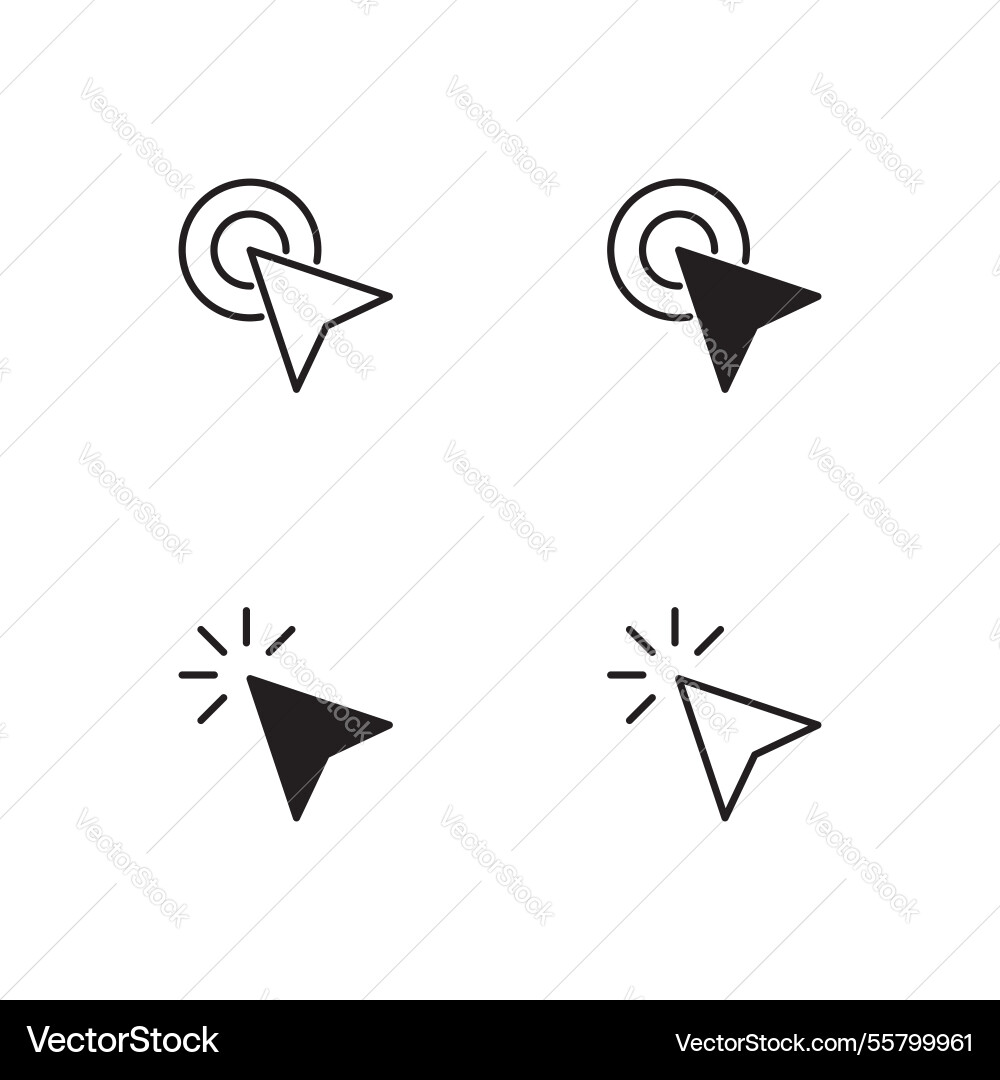 Cursor icon set mouse click vector image