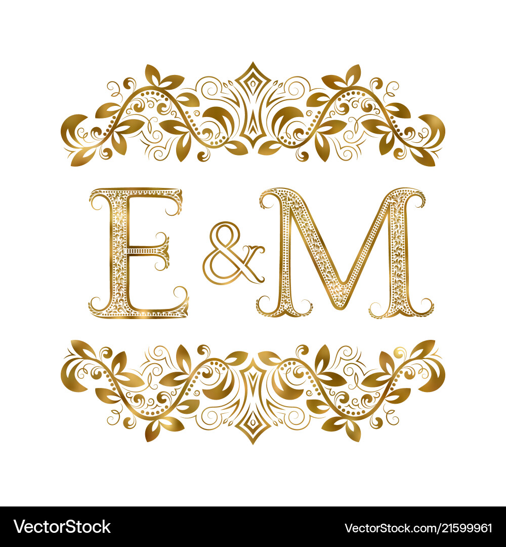 E and m vintage initials logo symbol E and m vintage initials logo symbol vector image