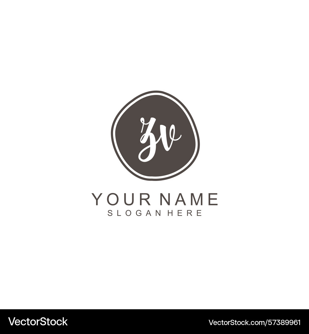 Elegant zv initial handwriting logo collection Vector Image