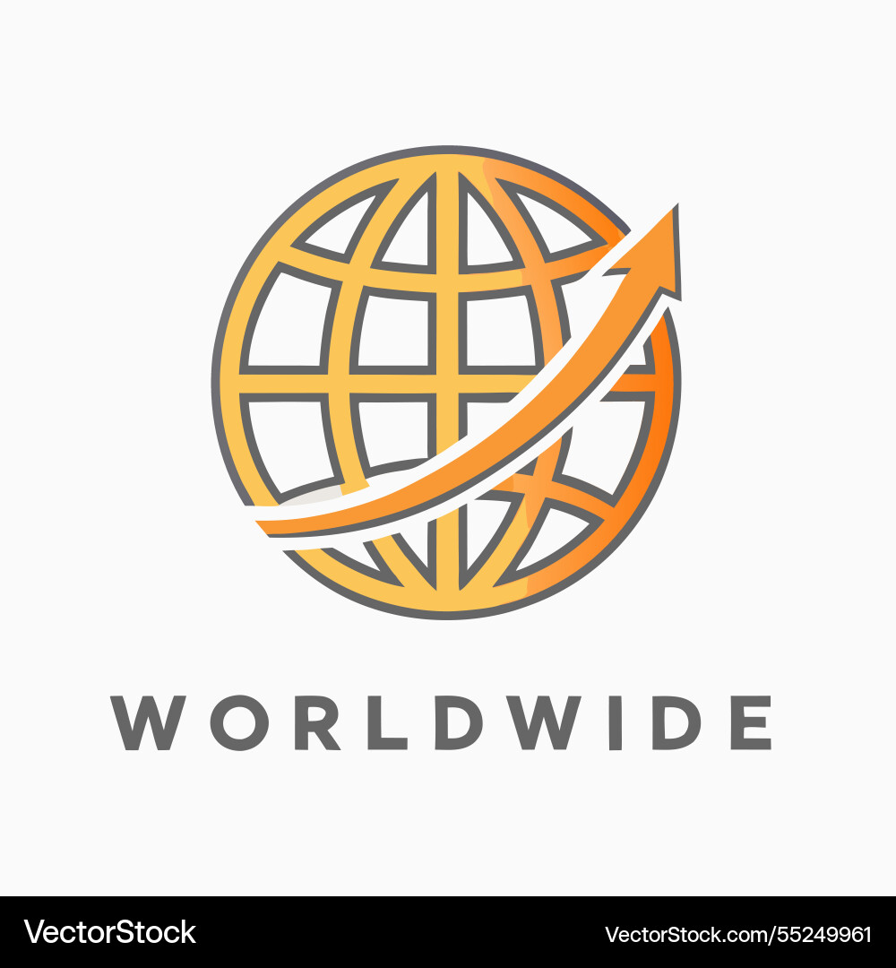 Global connection logo with an upward arrow Global connection logo with an upward arrow vector image