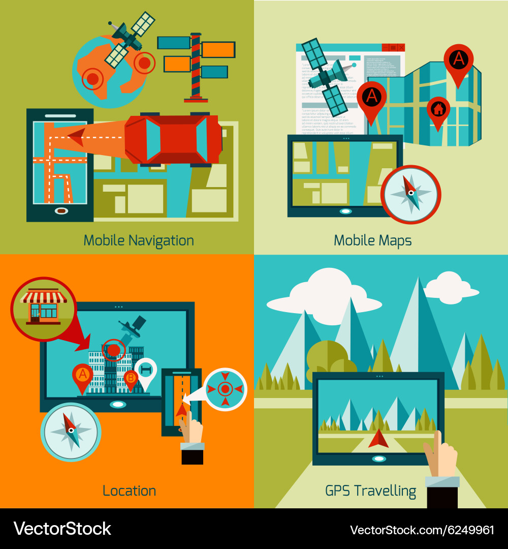 Gps navigation set Vector Image