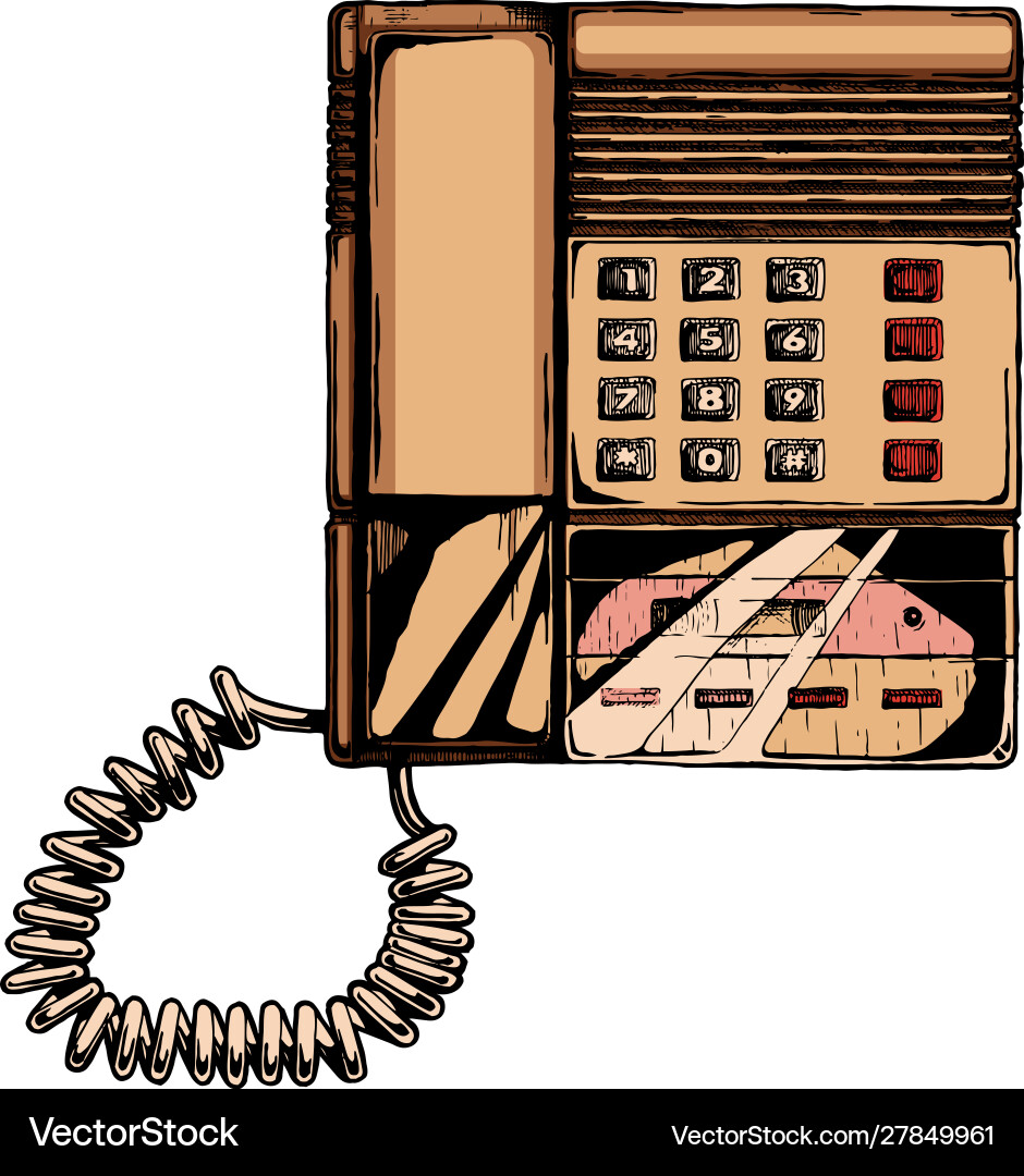 Push-button phone with answering machine Push-button phone with answering machine vector image