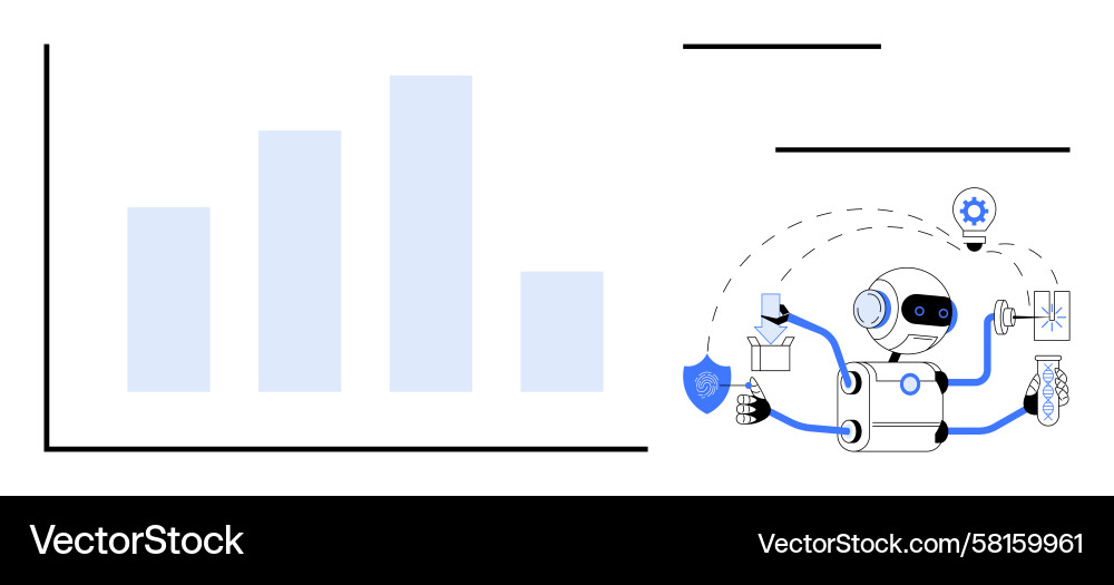 Robot Analyzing Data Chart Vector Image