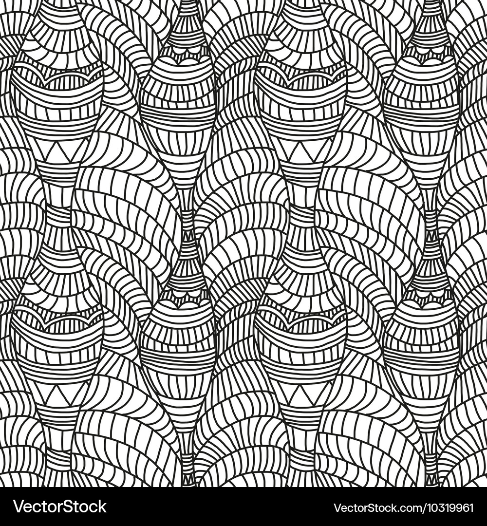Seamless pattern with hand-drawn waves and lines Vector Image