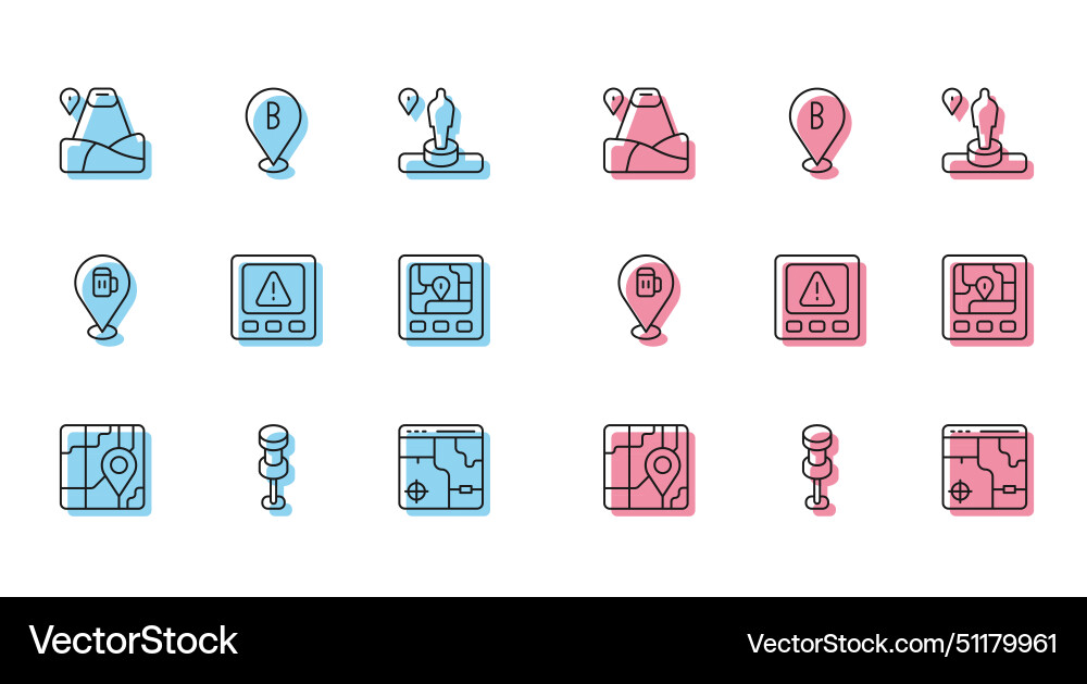 Set line city map navigation push pin location Set line city map navigation push pin location vector image