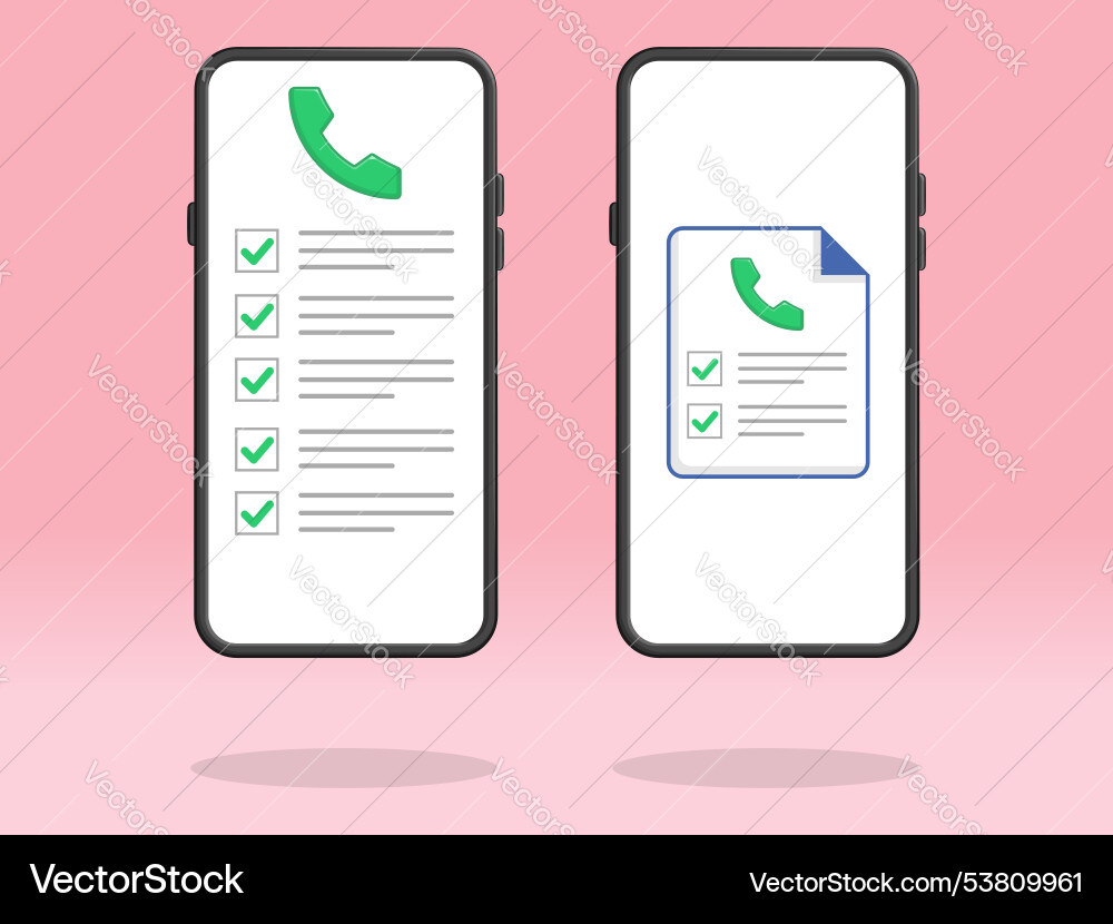 Smartphone checklist phone calls tasks file Smartphone checklist phone calls tasks file vector image