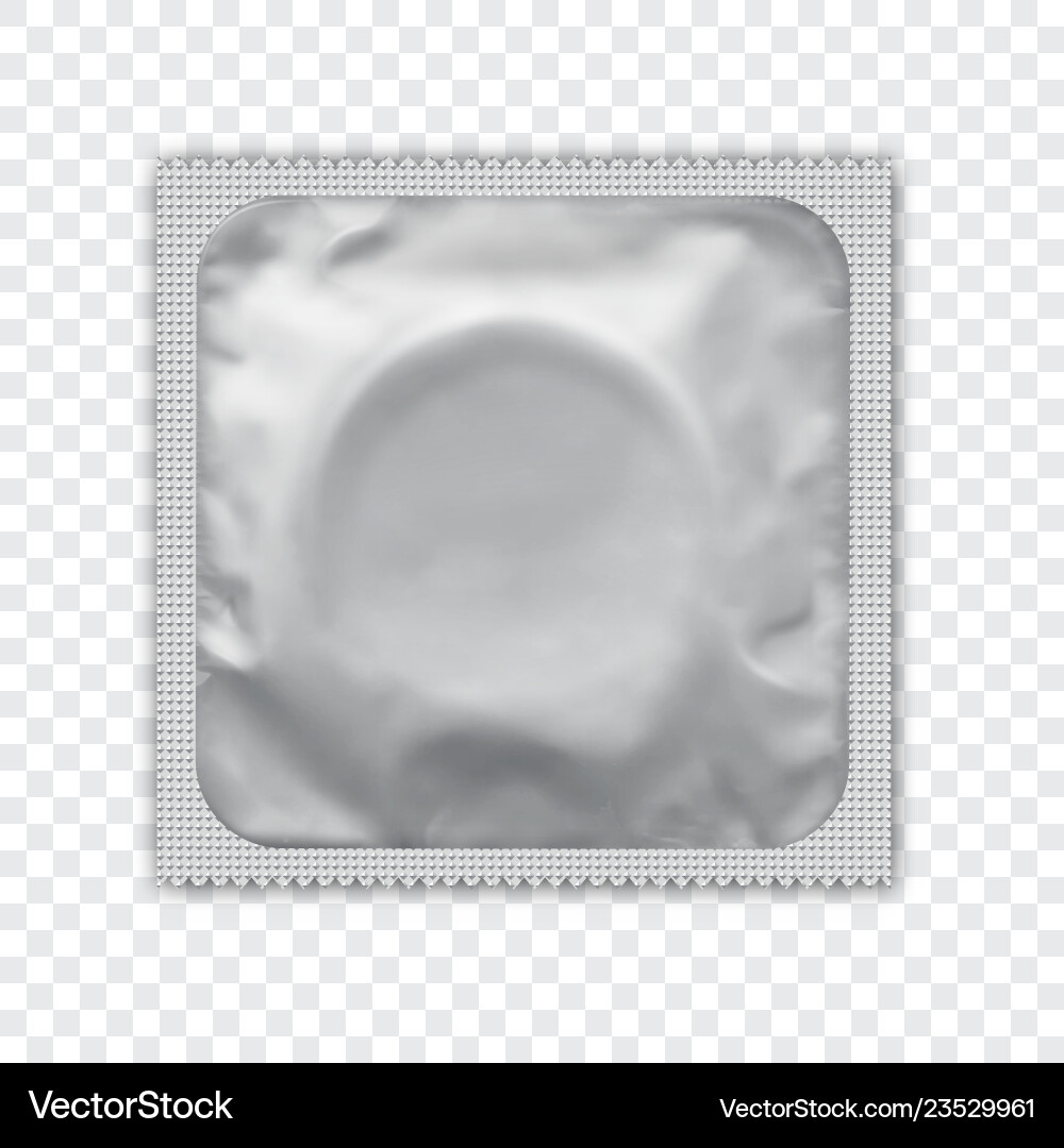 White foil wrapped condom realistic vector image