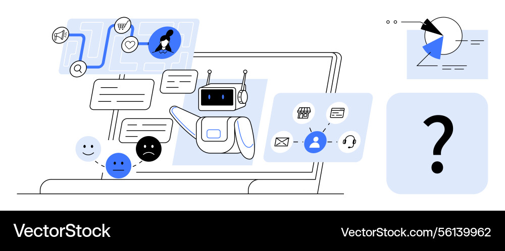 Ai chatbot assisting with customer service Ai chatbot assisting with customer service vector image