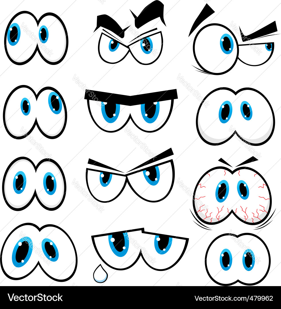 Blue cartoon eyes vector image