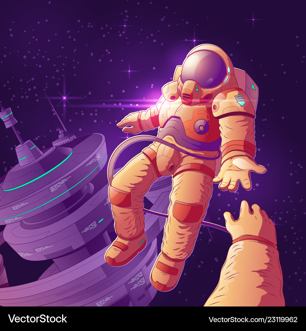 Couple in Space Orbit Royalty Free Vector Image