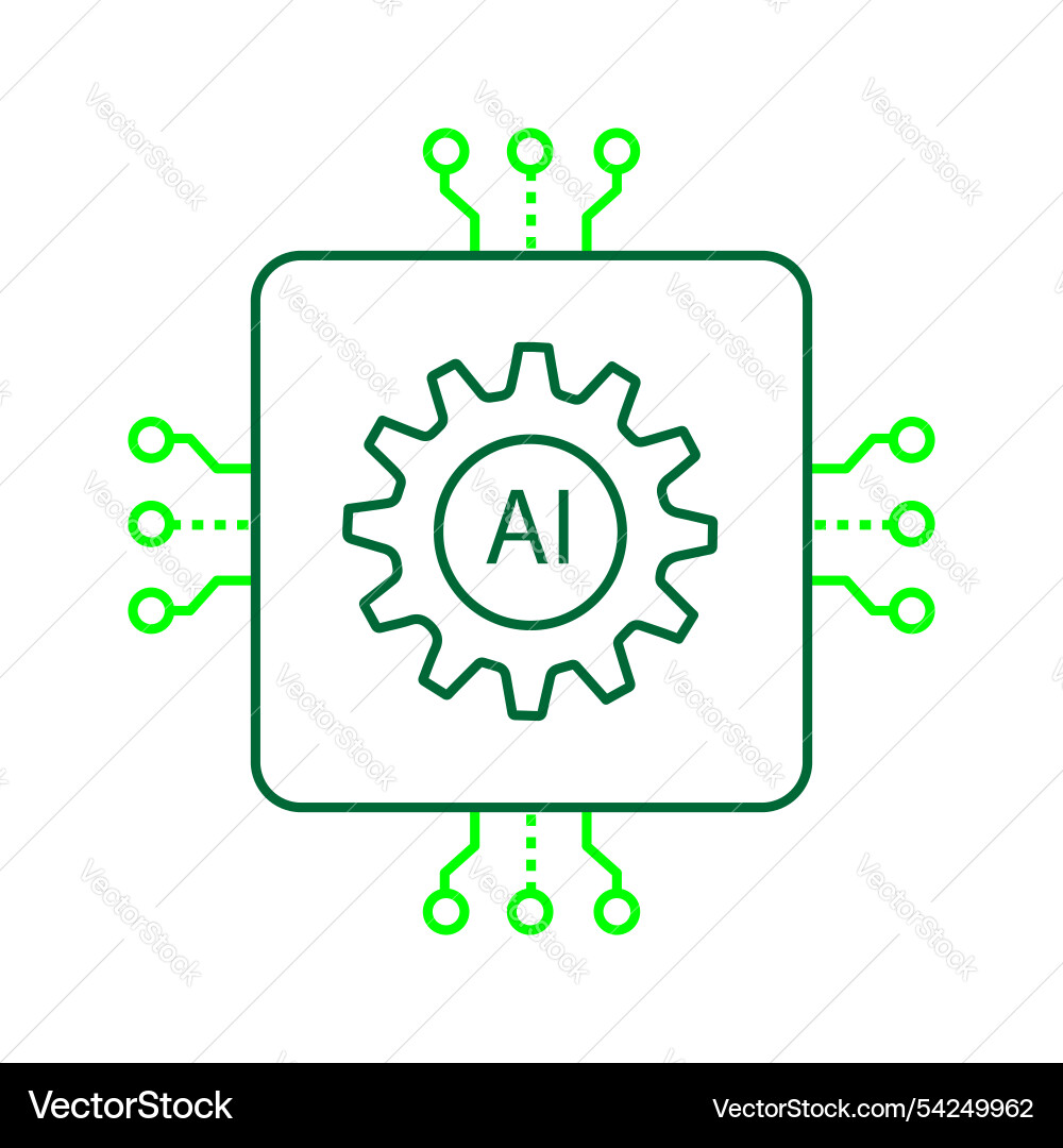 Efficient ai automation gear process control icon vector image