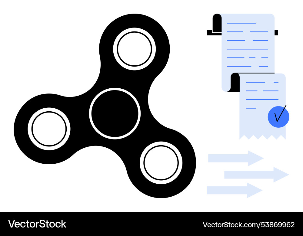 Fidget spinner with approved document and arrows Fidget spinner with approved document and arrows vector image